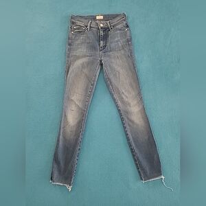 Mother The Vamp Fray Jeans Womens Size 24 Crack The Whip Skinny Ankle Mid Rise